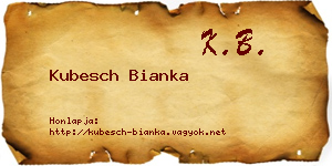 Kubesch Bianka névjegykártya
